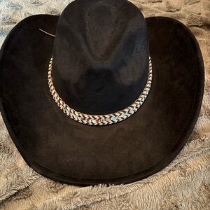 Chic Black Western Hat with Braided Detail